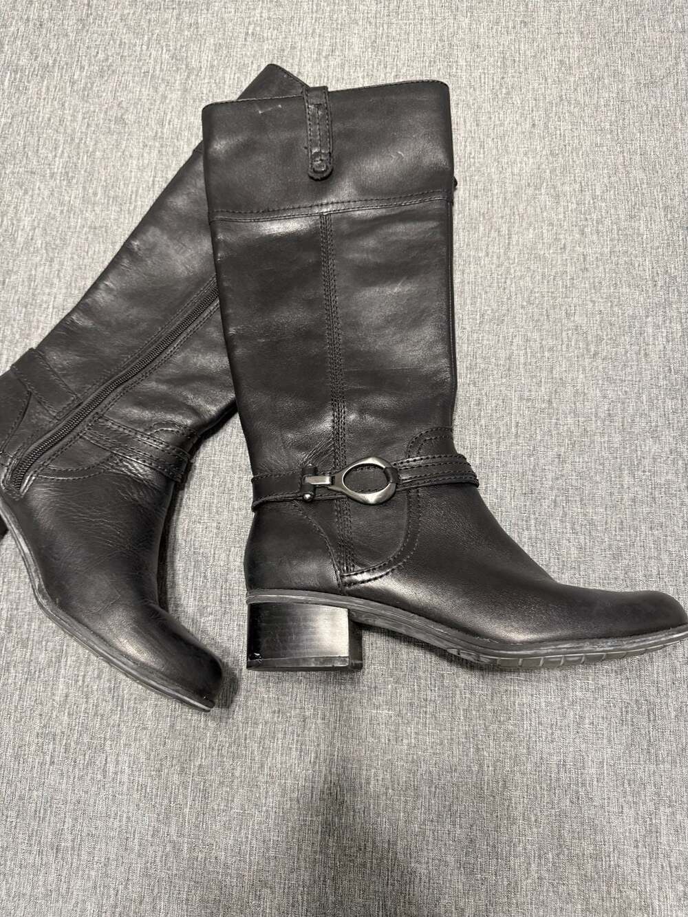 Bandolino BDCarly Black Leather Riding Boots